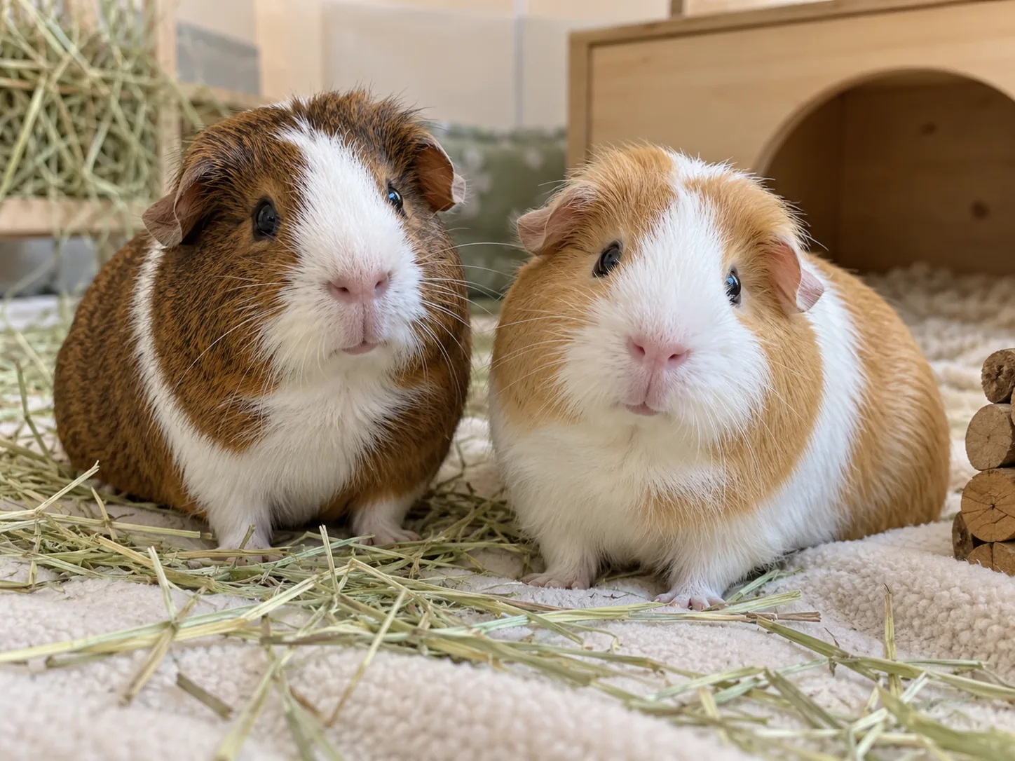 AI-generated example of two guinea pigs sitting together